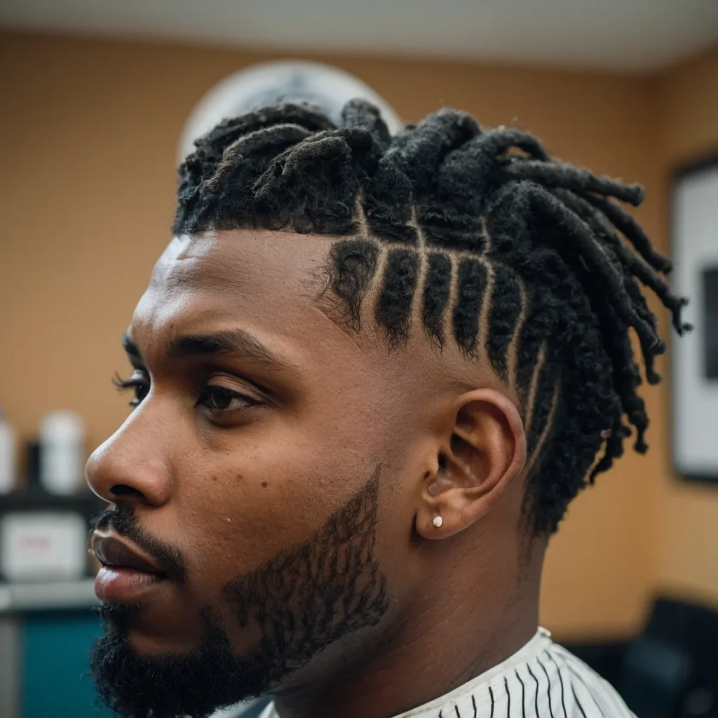 High Taper Fade with Short DreadsBlack man