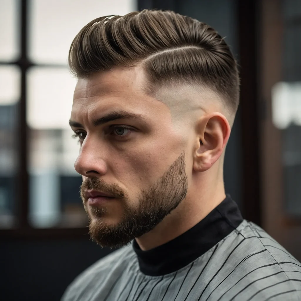 High Taper Fade with Side Swept TopTop hair b
