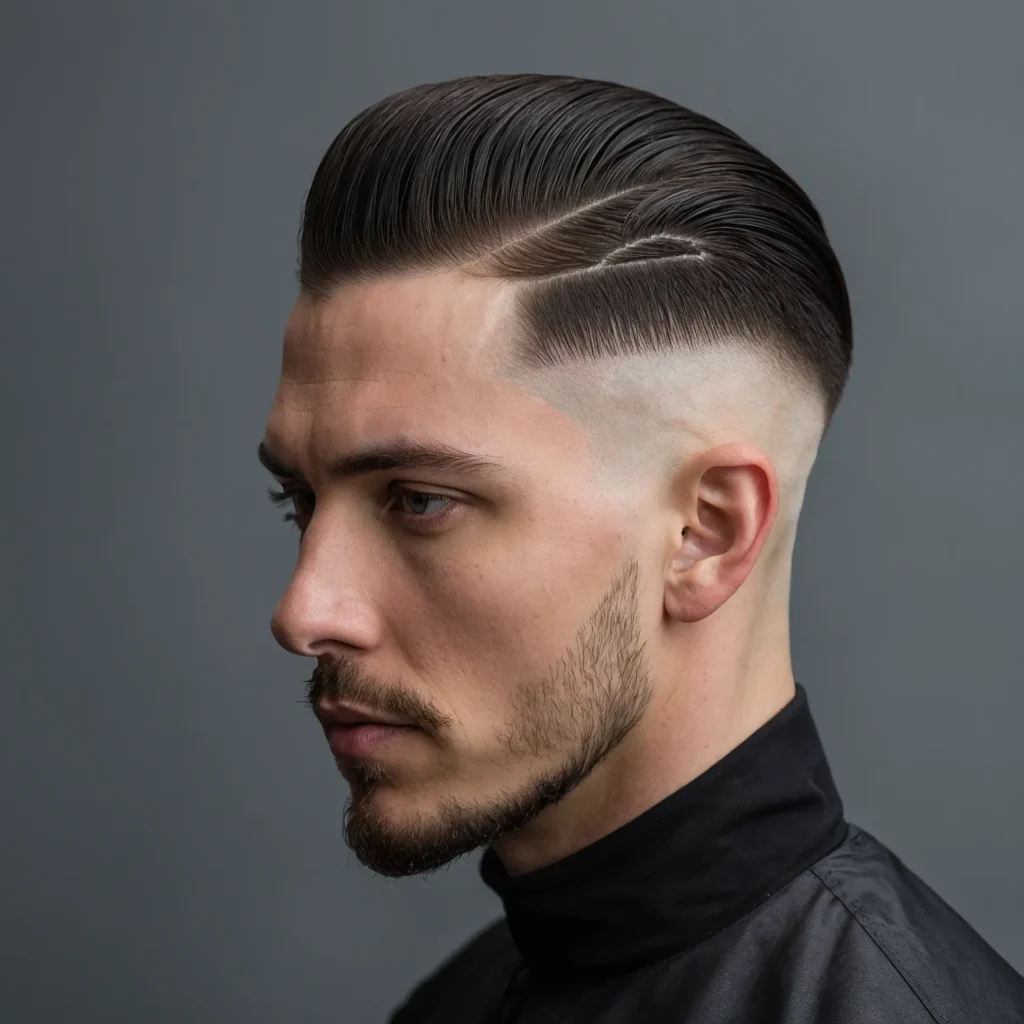 High Taper Fade with Slick Backwhite man wi