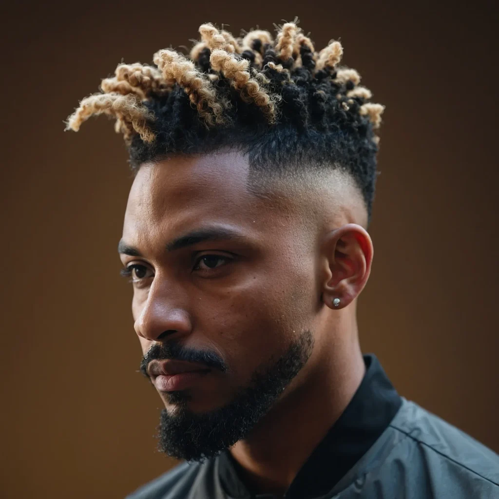 Loc Bun Burst Fadehigh loc bun secured on