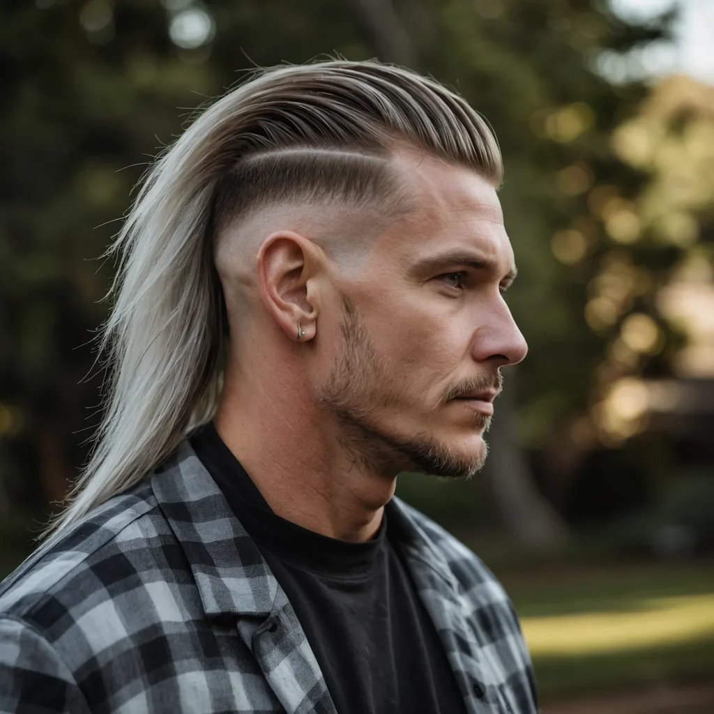 Long Tail Mullet Fadewhite man with long