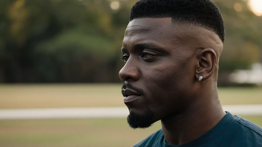 Low Boosie FadeA view of Black man with