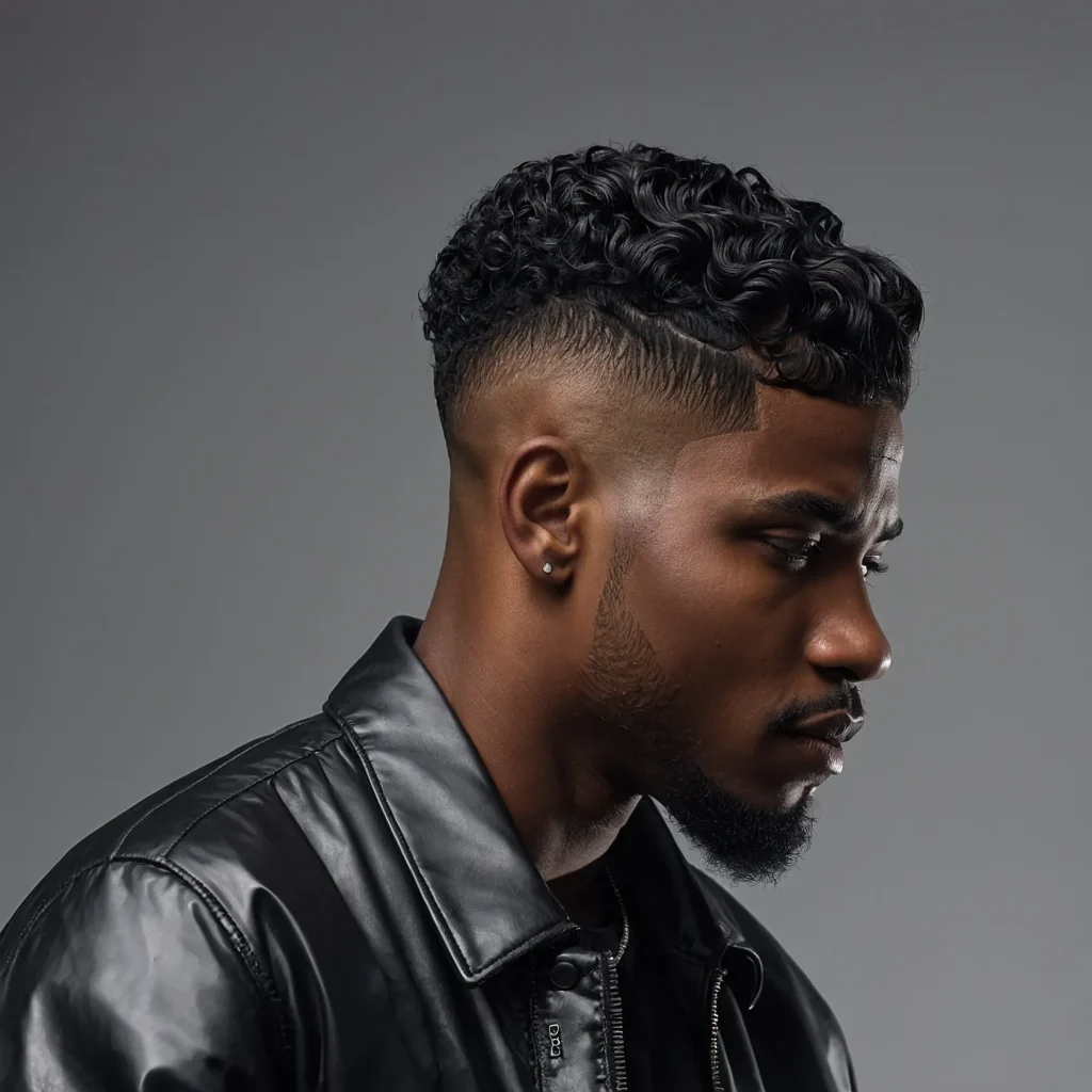 Low Drop Fade with WavesPrompt Black man