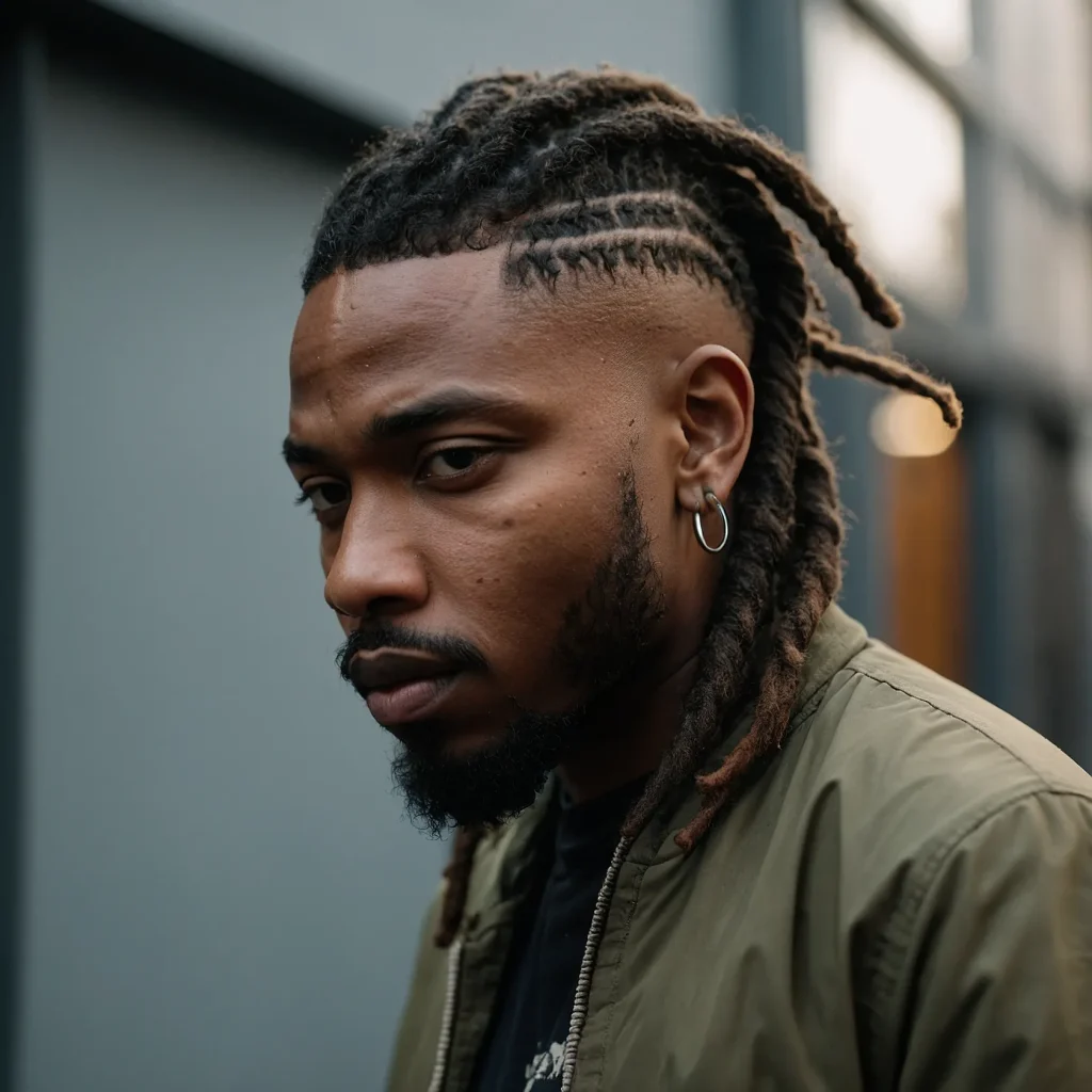 Low Drop Fade with Short DreadsPrompt Black m