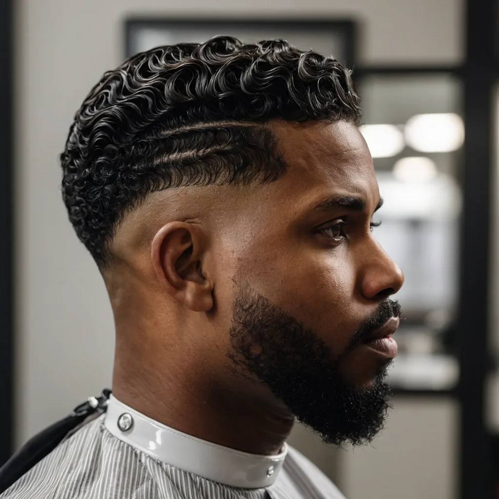 Low Fade with WavesBlack man showcasing