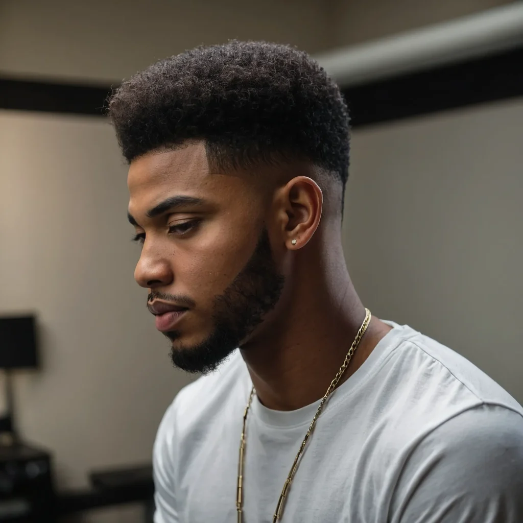 Low Fade with Afro ShapeUpShort afro with p