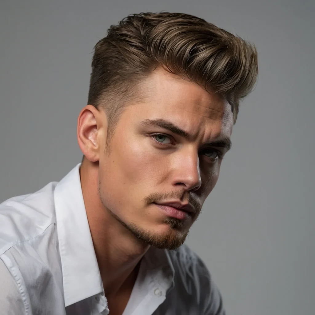 Low Fade with Brush UpTop hair styled upward
