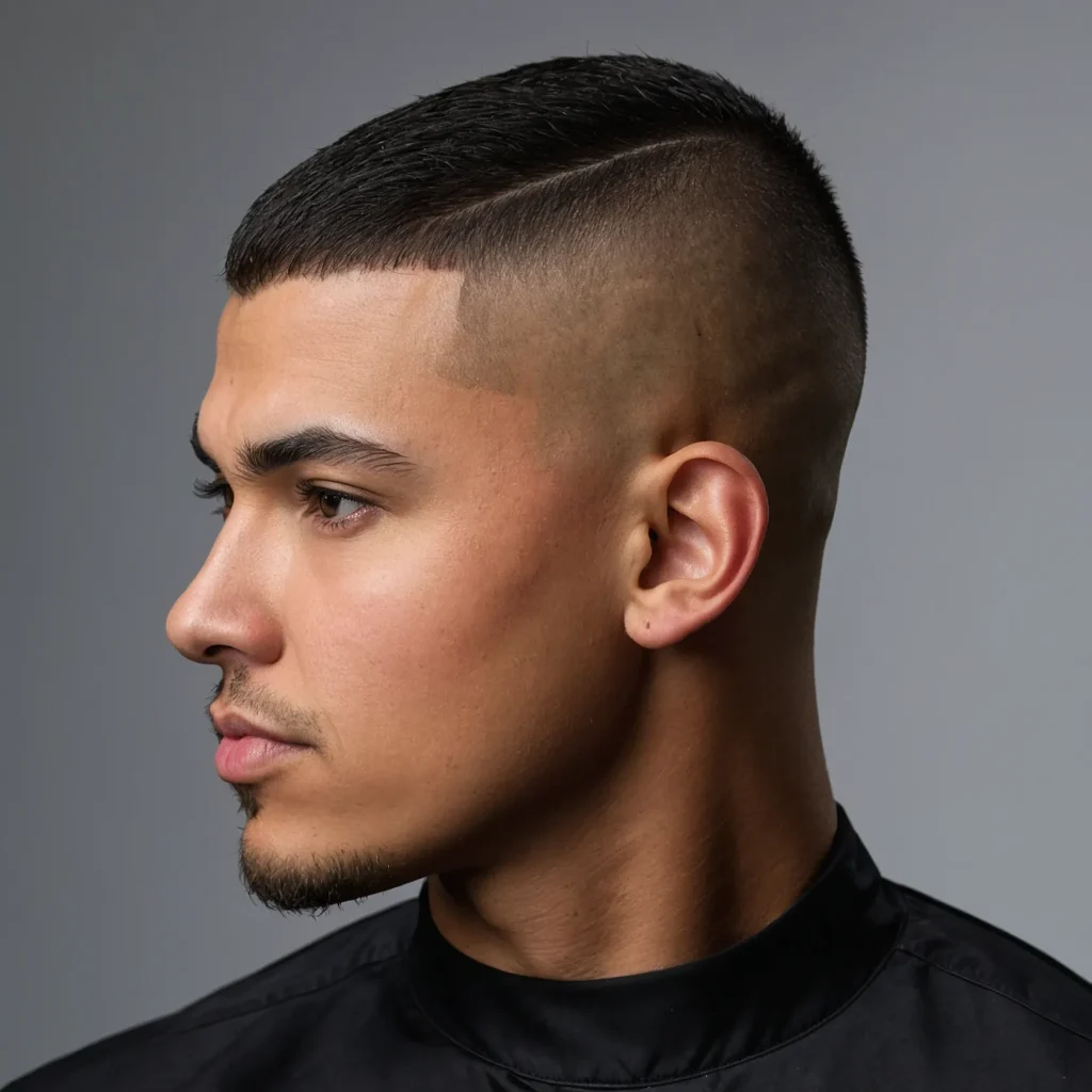 Low Fade with Buzz CutBuzzed top blending int