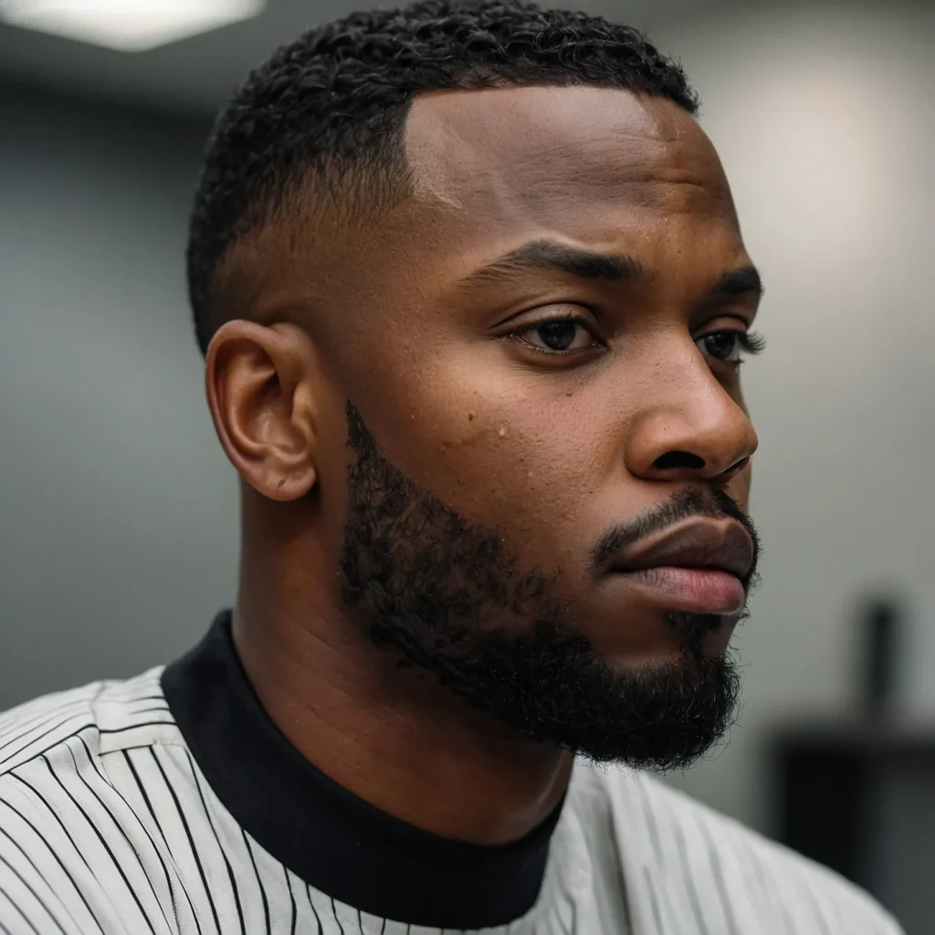 Low Fade with Buzzed TopBlack man with bu