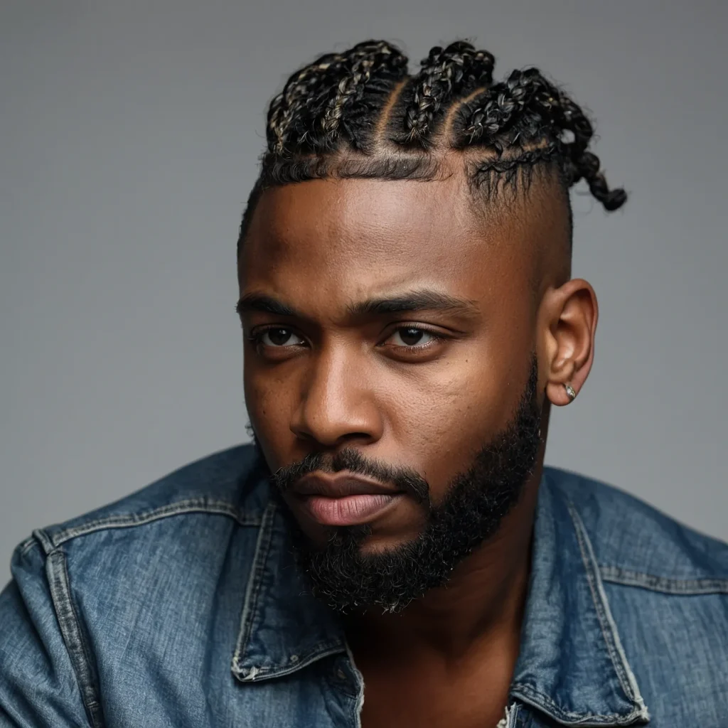 Low Fade with Short Loc BunShort locs pulled