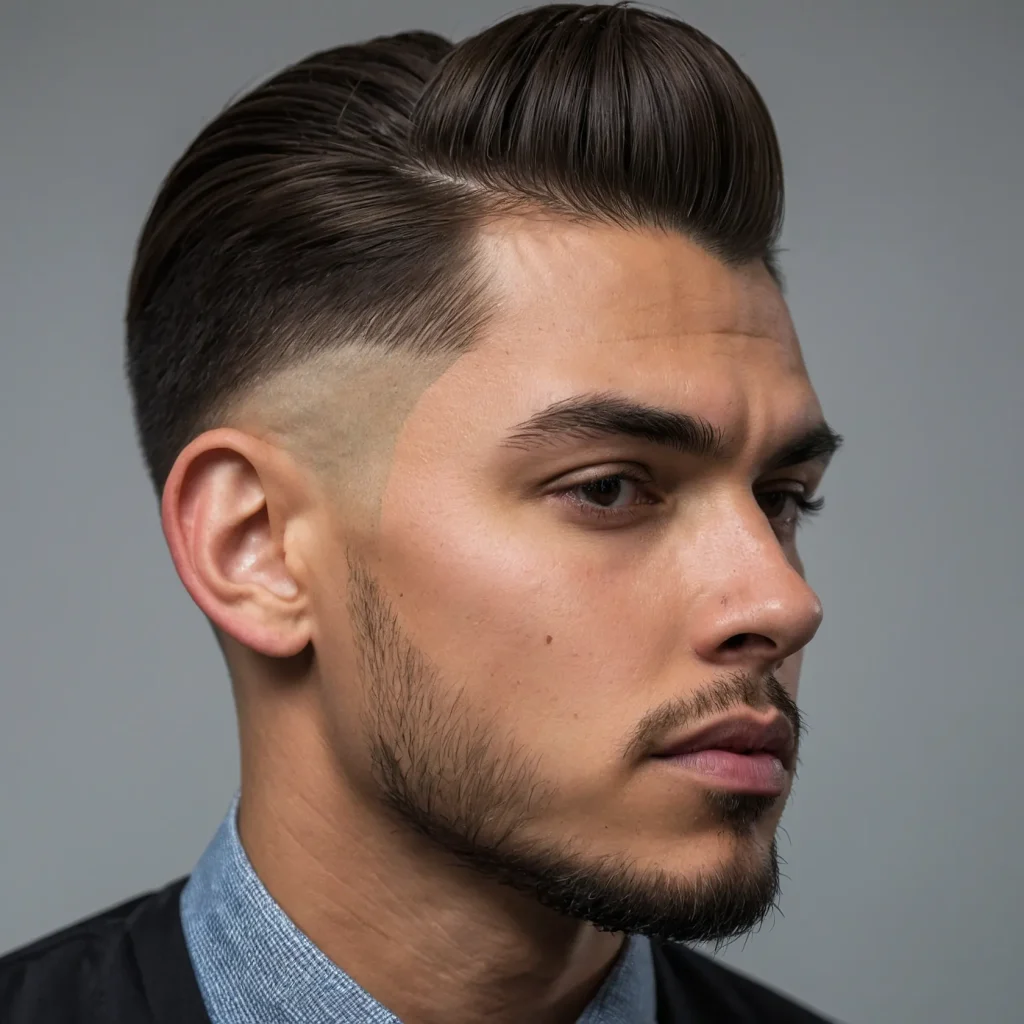 Low Fade with Short PompadourShorter pompadou