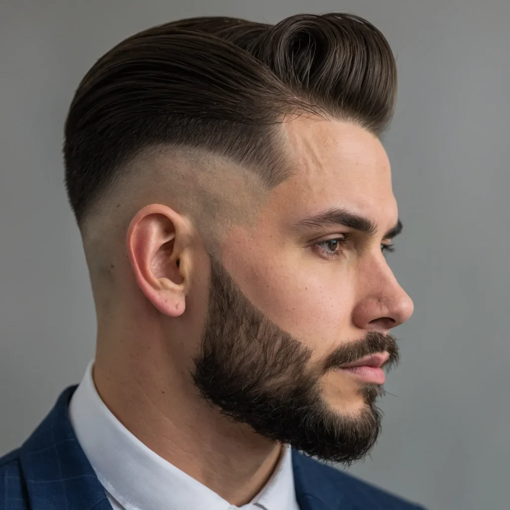 Low Fade with Short PompadourShorter pompadou