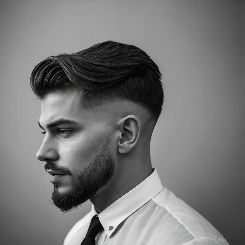 Low Fade with Straight Hair TopStraight brush