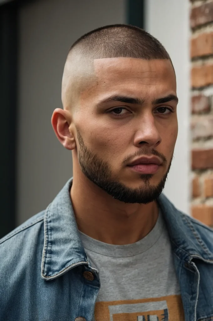 Low Skin Fade with Buzz CutRealistic photo of
