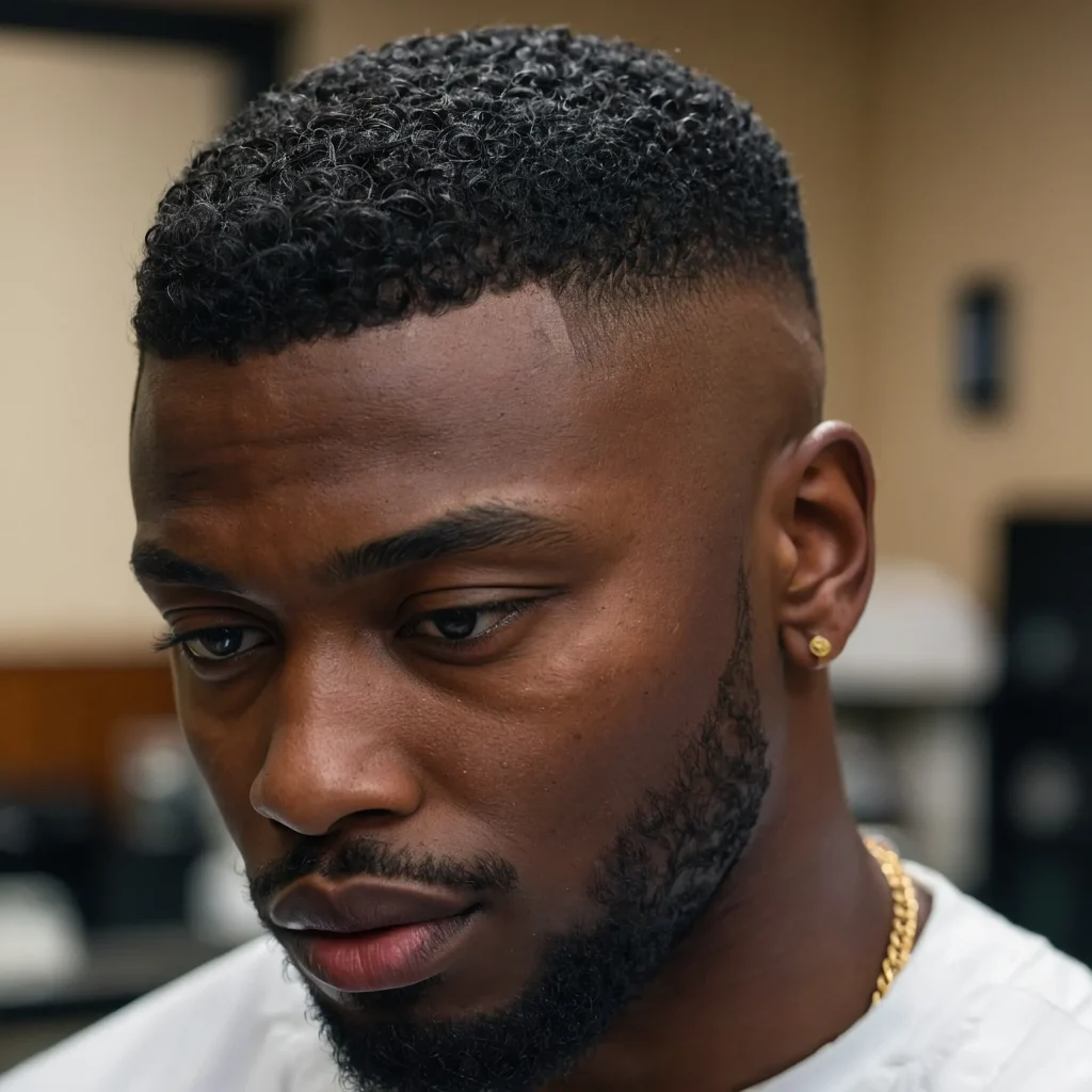Low Taper Fade with Clean HairlineBlack man w