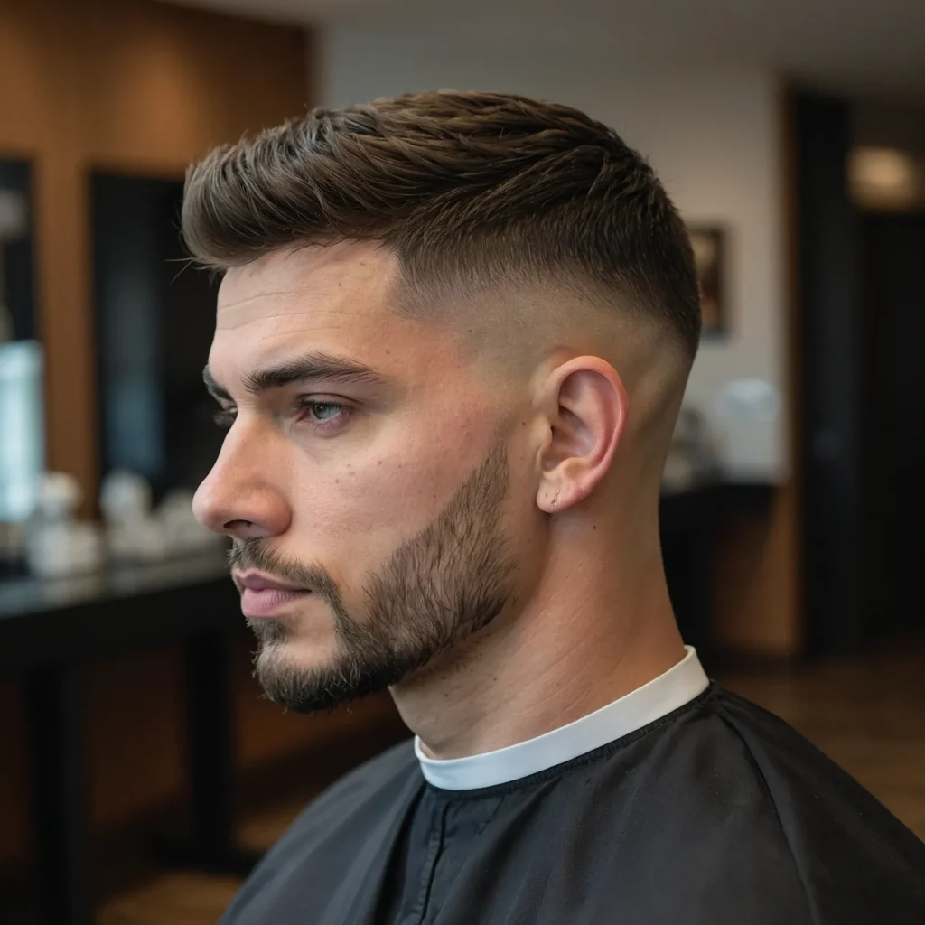 Low Taper Fade with French CropA man with a c