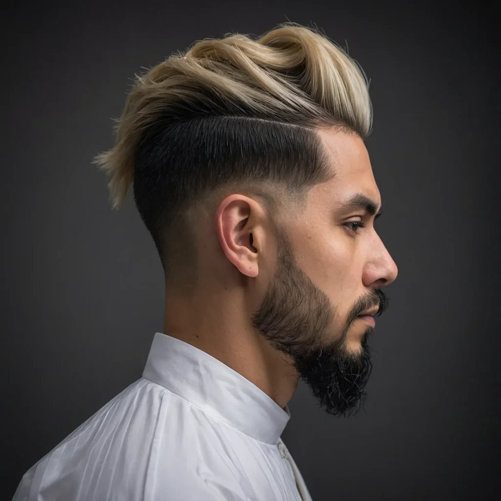 Low Taper Fade with Short Samurai TailA man w