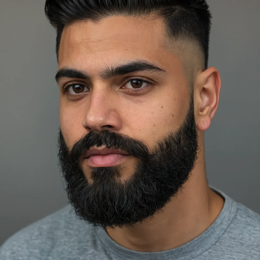 Low Taper with Shadow Fade to BeardA man feat