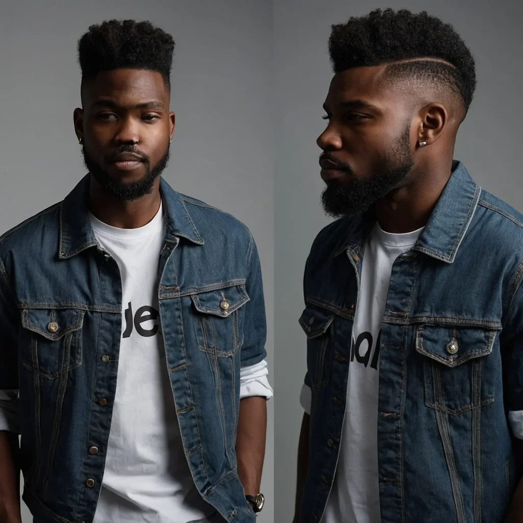 Medium Top with Low Drop FadePrompt Black man