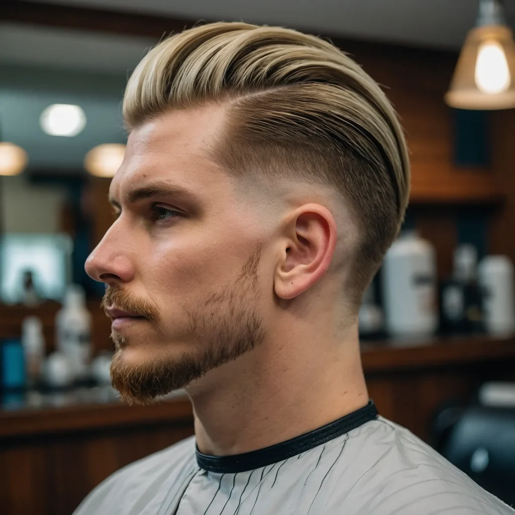 MidLength Burst Fade Mulletwhite man with m