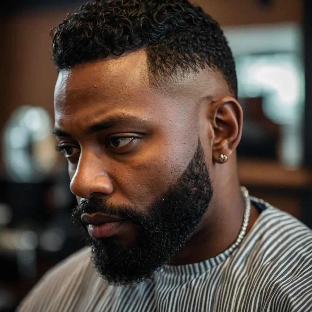Mid Fade with Beard EdgeUpBlack man with