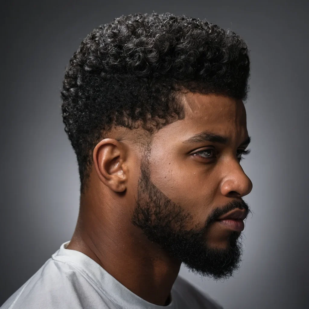 Mid Fade with Brushed Sponge FroBlack man w