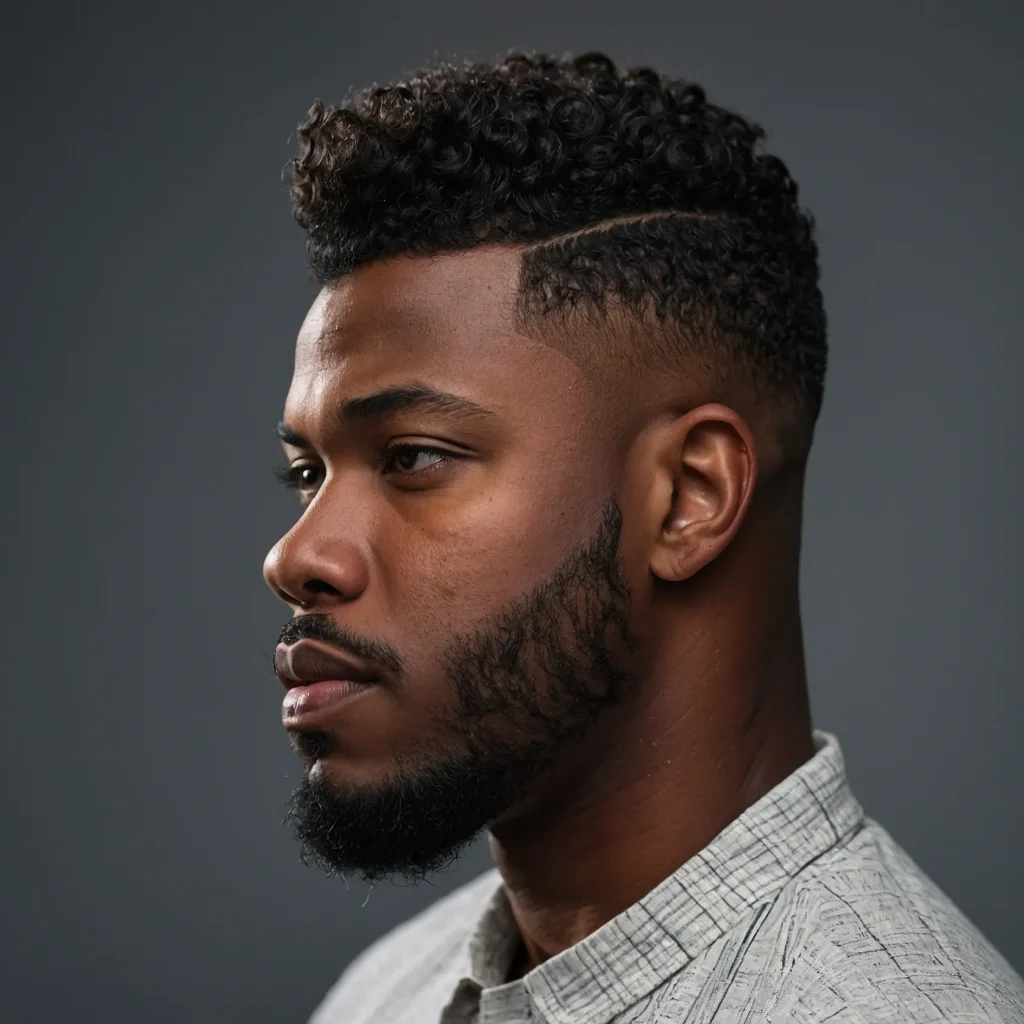 Mid Fade with Coily TopBlack man with tight