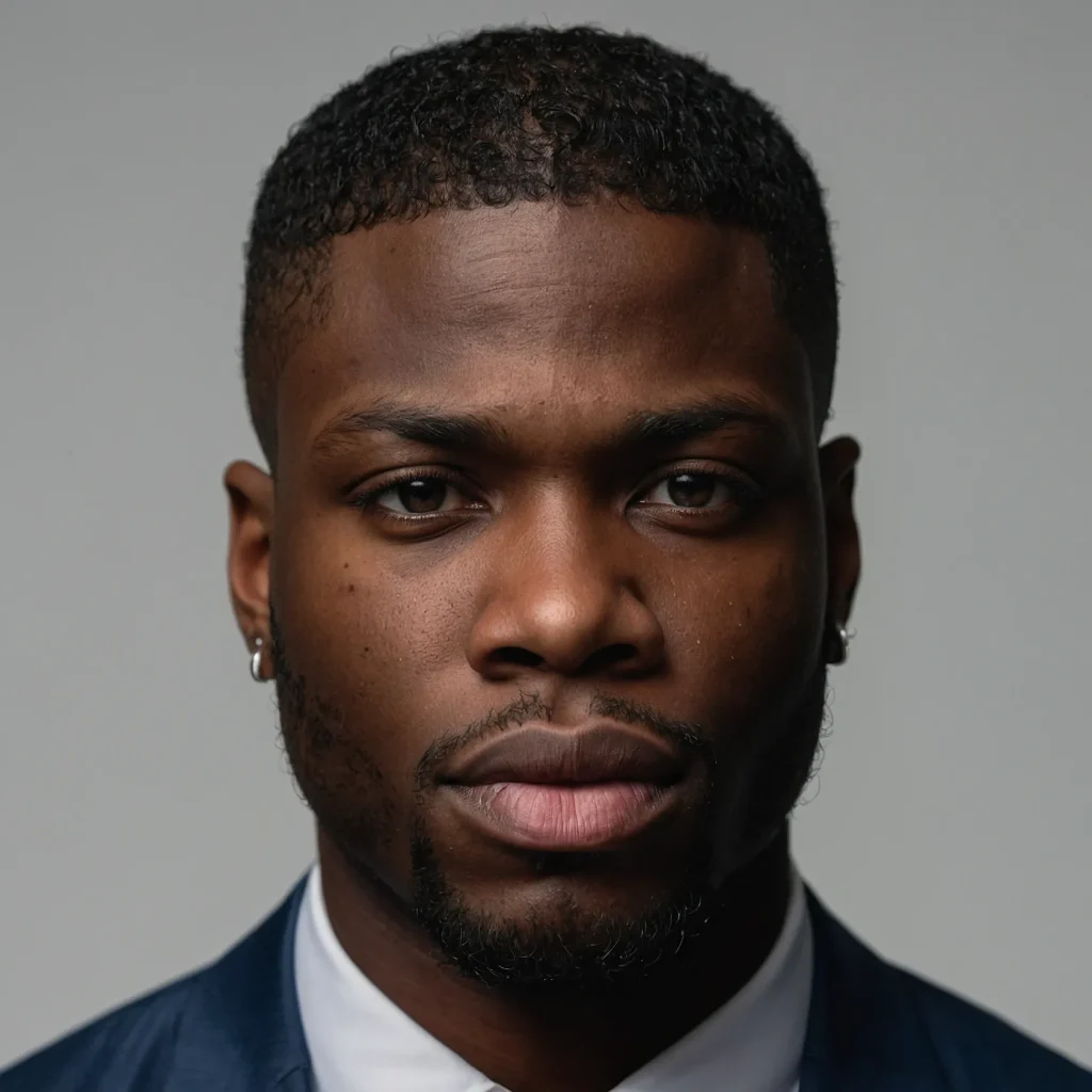 Mid Fade with EvenLength CropBlack man with