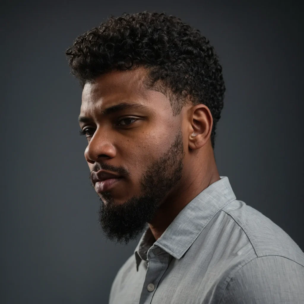 Mid Fade with Natural TextureBlack man with
