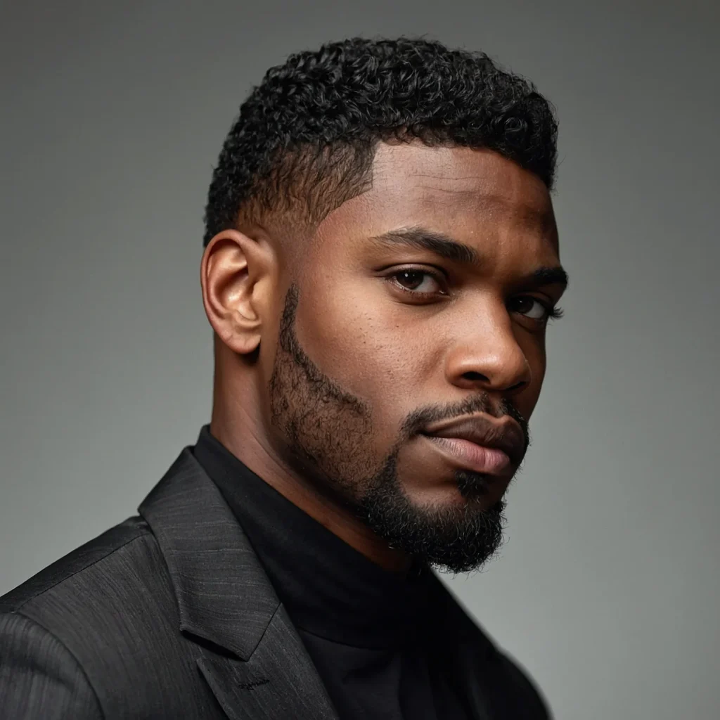 Mid Fade with Tapered SideburnsBlack man wi