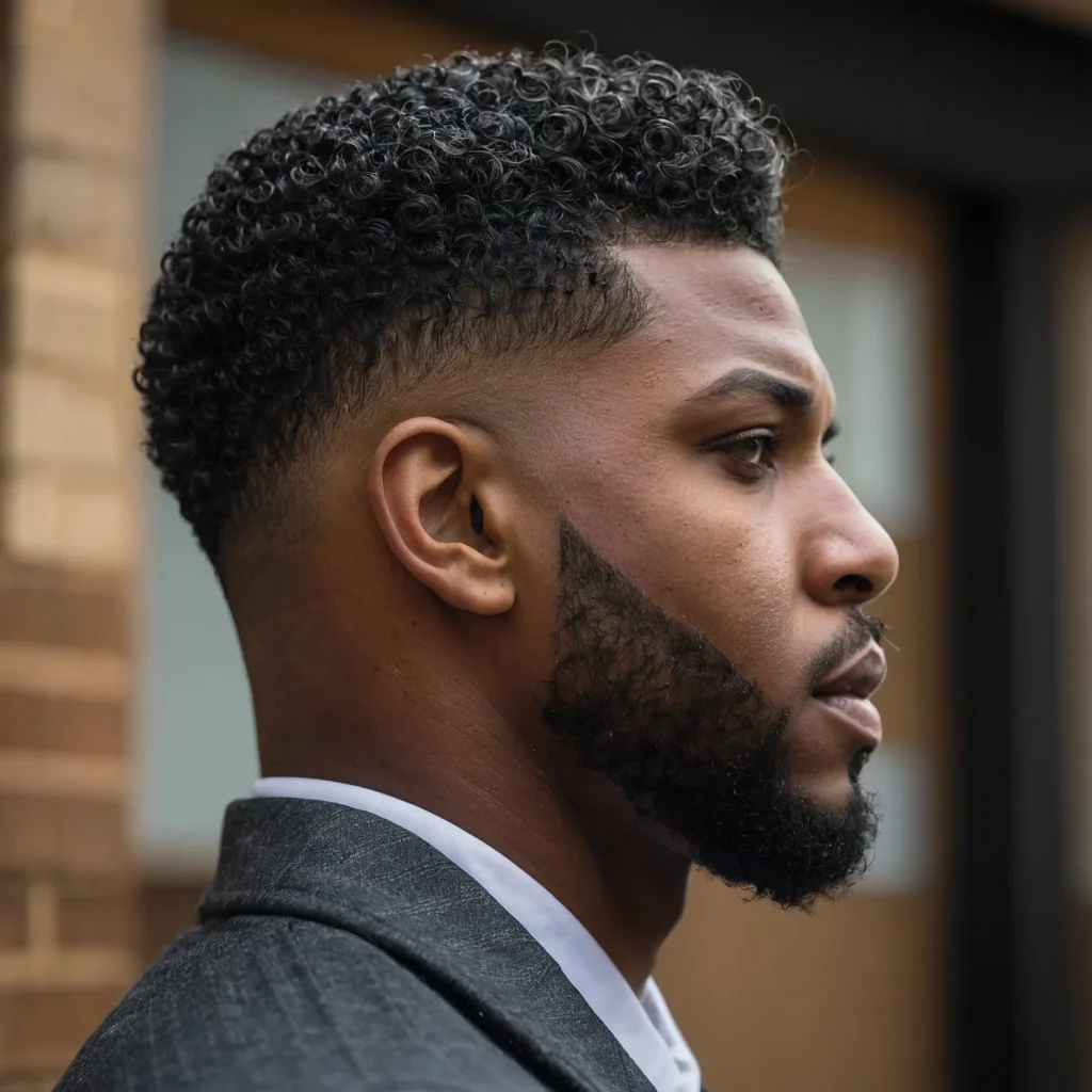 Mid Fade with Temple TaperBlack man with