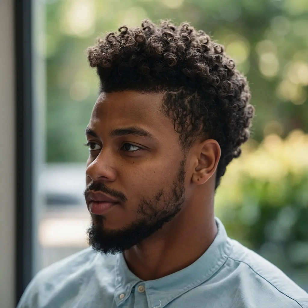 Mid Fade with TwistOut TextureBlack man wit