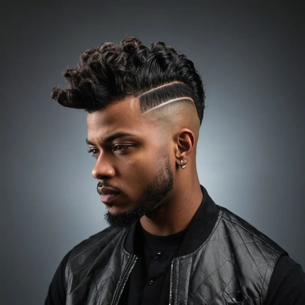 Mid Fade with Twist FrohawkBlack man with t