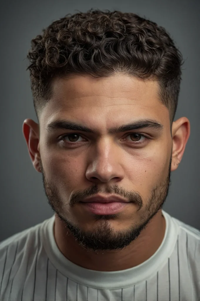 Mid Skin Fade with Curly TopPortrait of a man