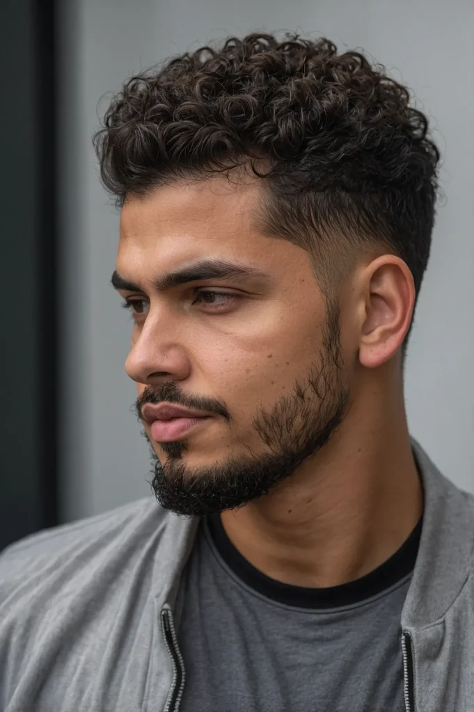 Mid Skin Fade with Curly TopPortrait of a man