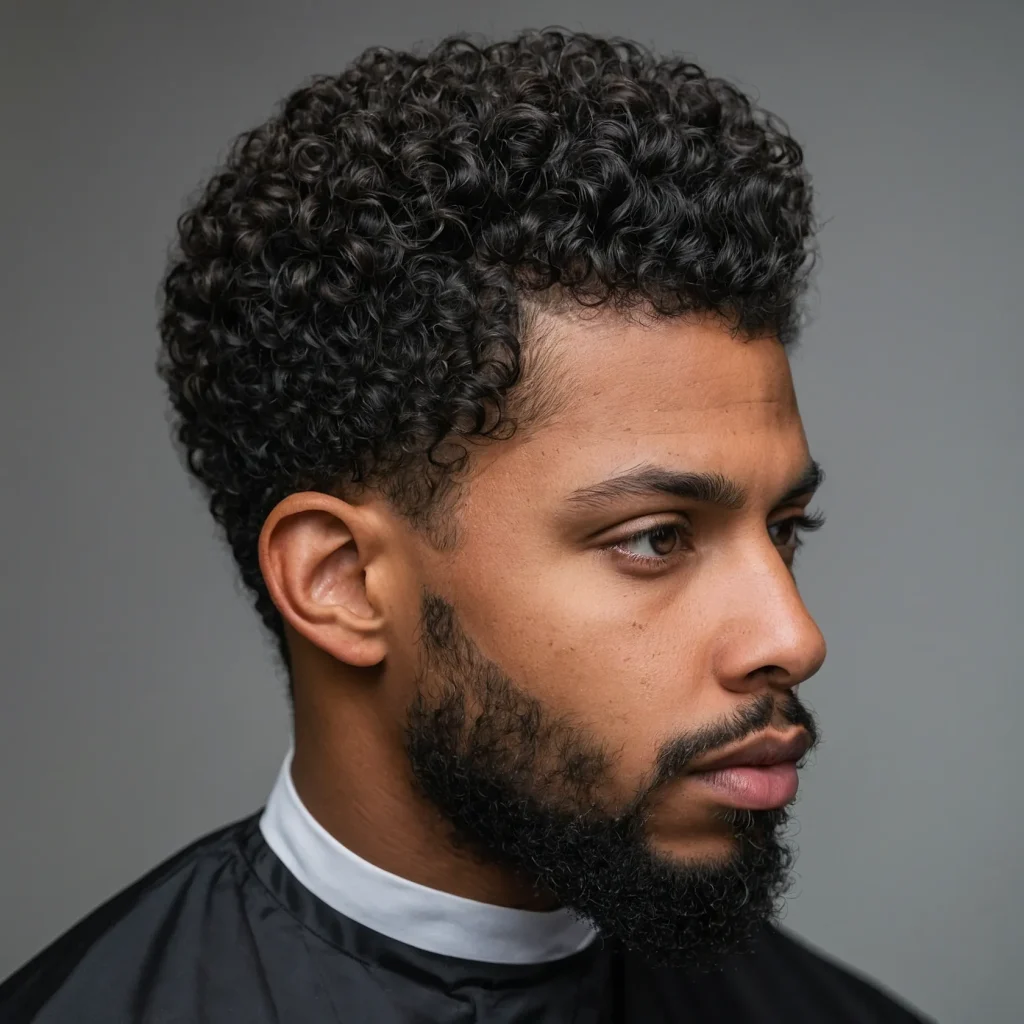 Mid Taper Fade with Afro Curlsman with medi
