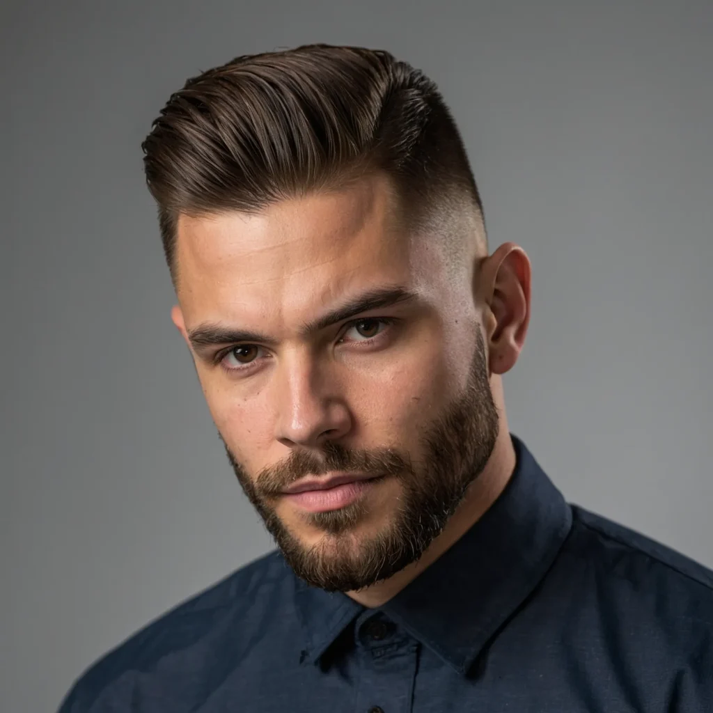 Mid Taper Fade with Brushed Forward StyleFron