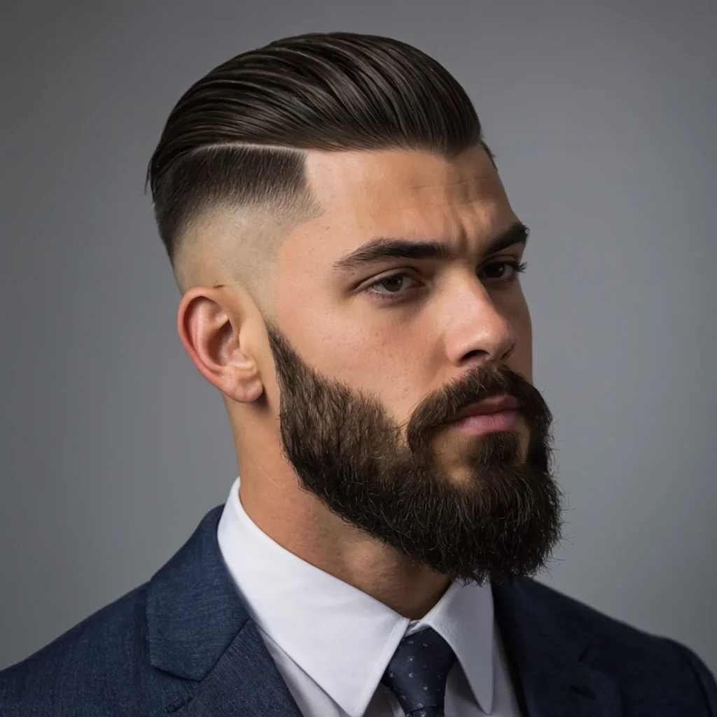 Mid Taper Fade with Crop and Hard Parthard