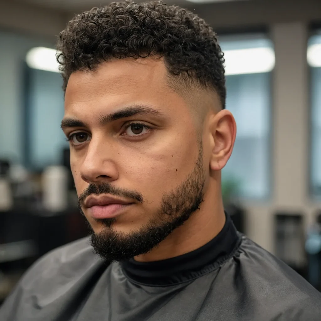 Mid Taper Fade with Curly Topman with short