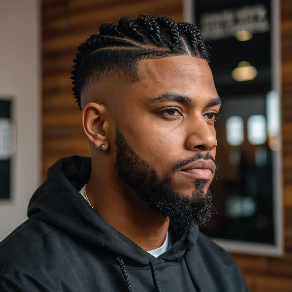 Mid Taper Fade with Mini TwistsBlack man wi