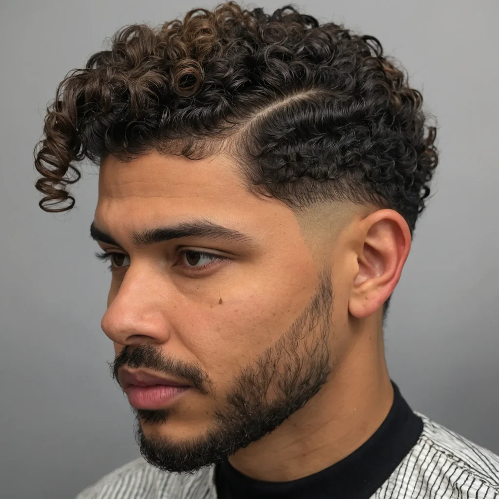 Mid Taper Fade with Natural CurlsMid taper fa
