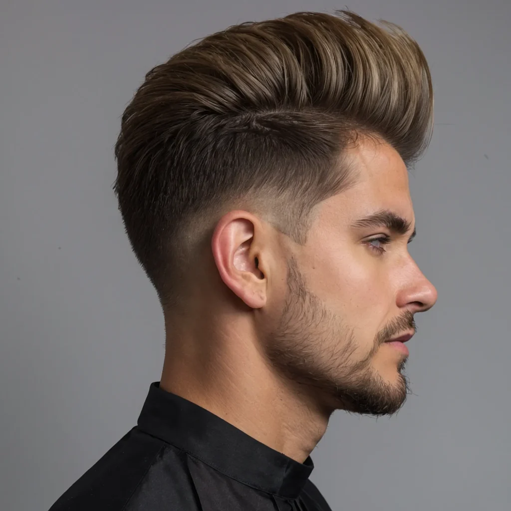 Mid Taper Fade with Quiffman with volumin