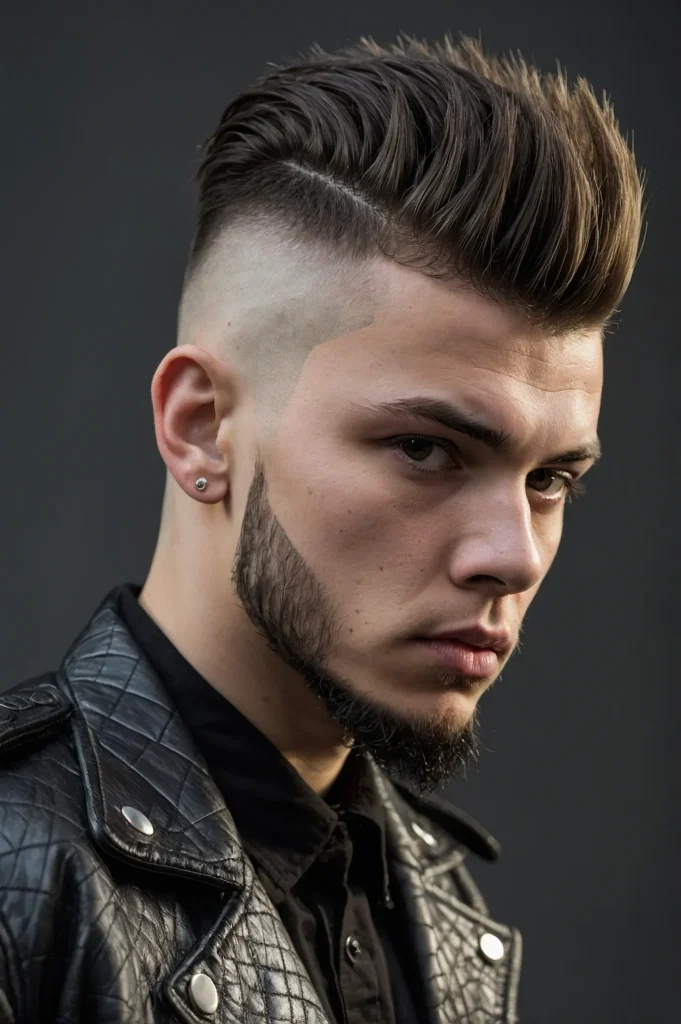 Mohawk Mid Drop FadeTeen with mohawk top and