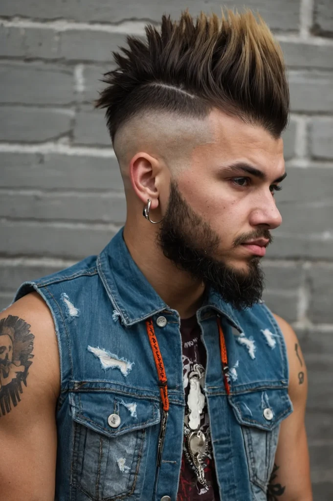 Mohawk Mid Drop FadeTeen with mohawk top and