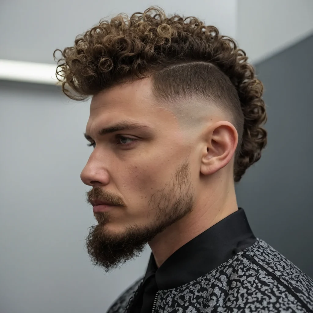 Mullet Fade with Afro Texturewhite man wit