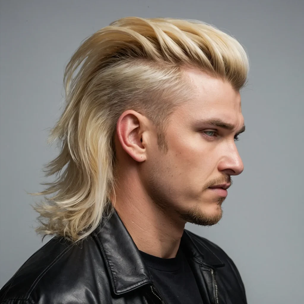 Mullet Fade with Bleached Topwhite man with