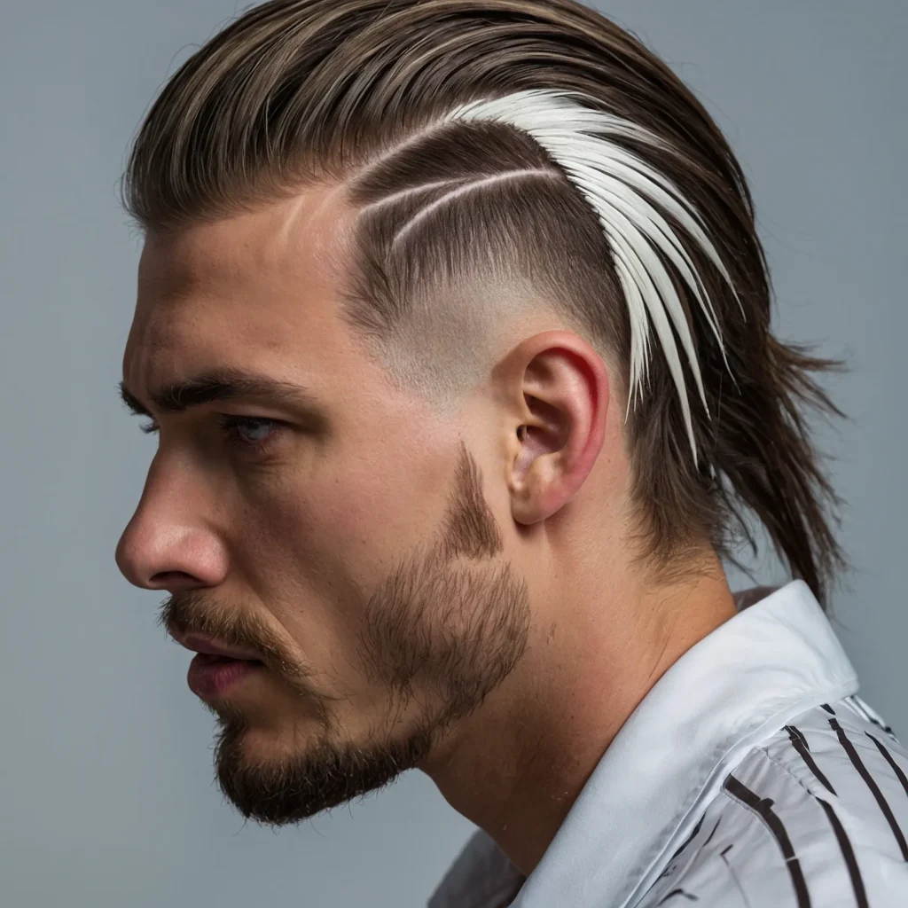 Mullet Fade with Designwhite man with mul