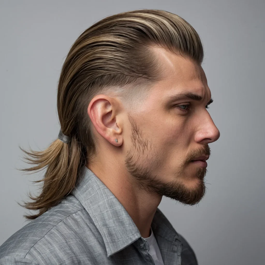 Mullet Fade with Drop Fade Curvewhite man w