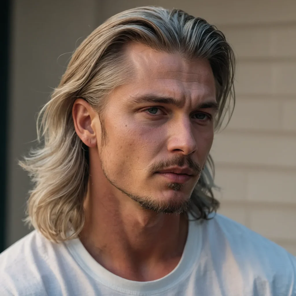 Mullet Fade with Loose Layerswhite man with