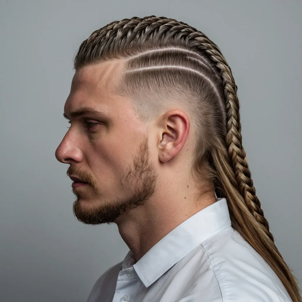 Mullet Fade with Short Braidswhite man with